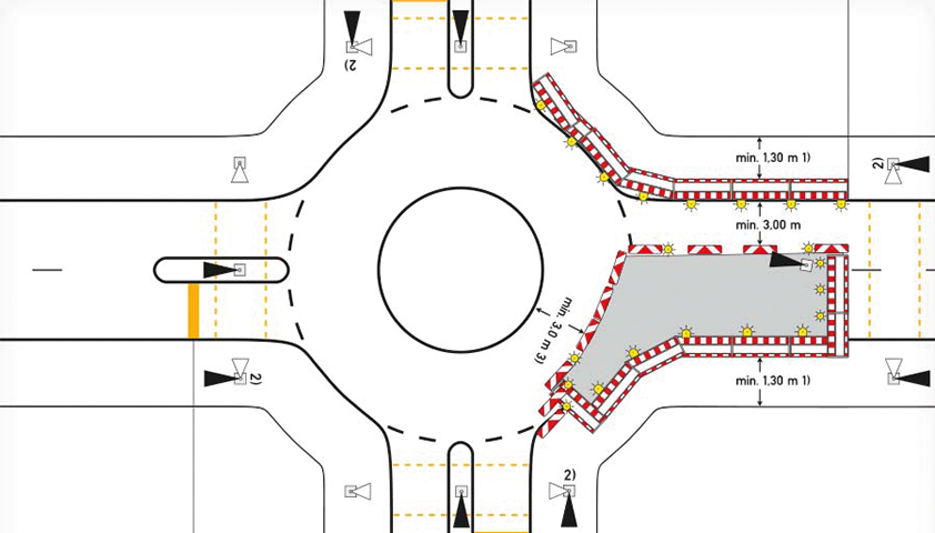 Regelplan für eine Baustelle im Kreisverkehr