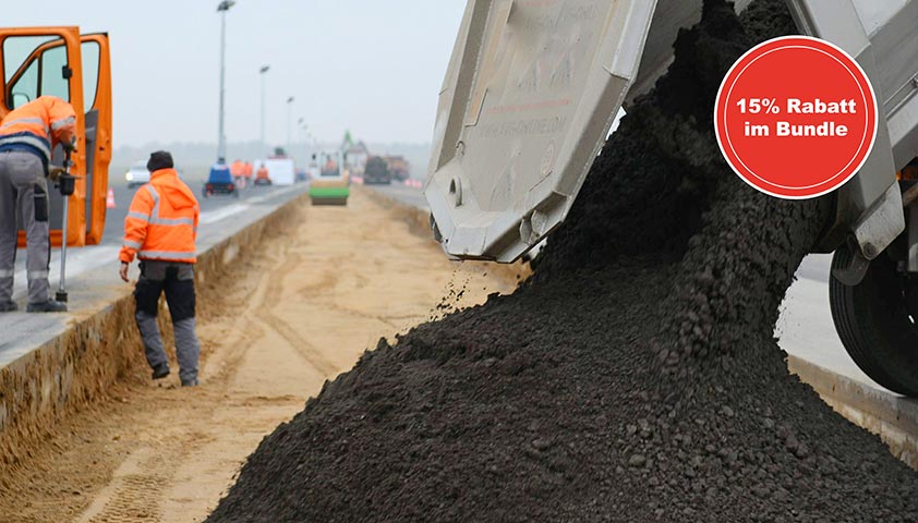 Asphalt wird ausgekippt