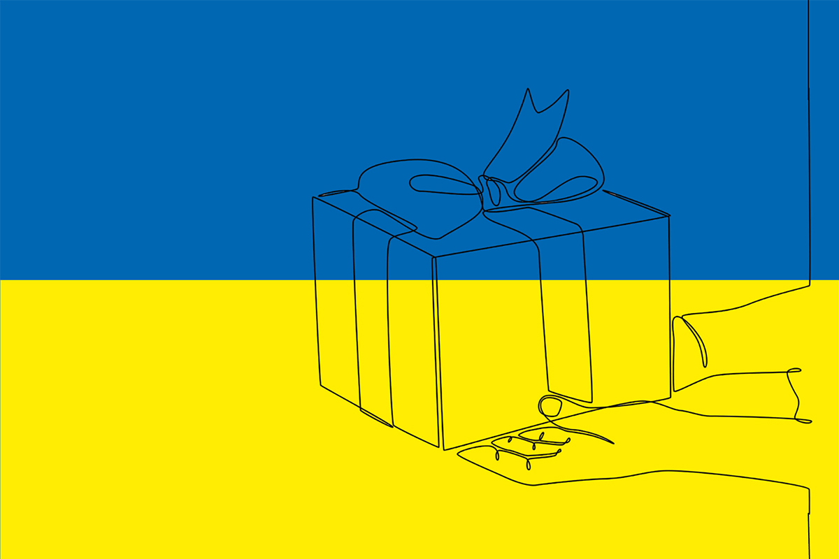 Ukraine Ukraine Flagge mit Pfadenfigur