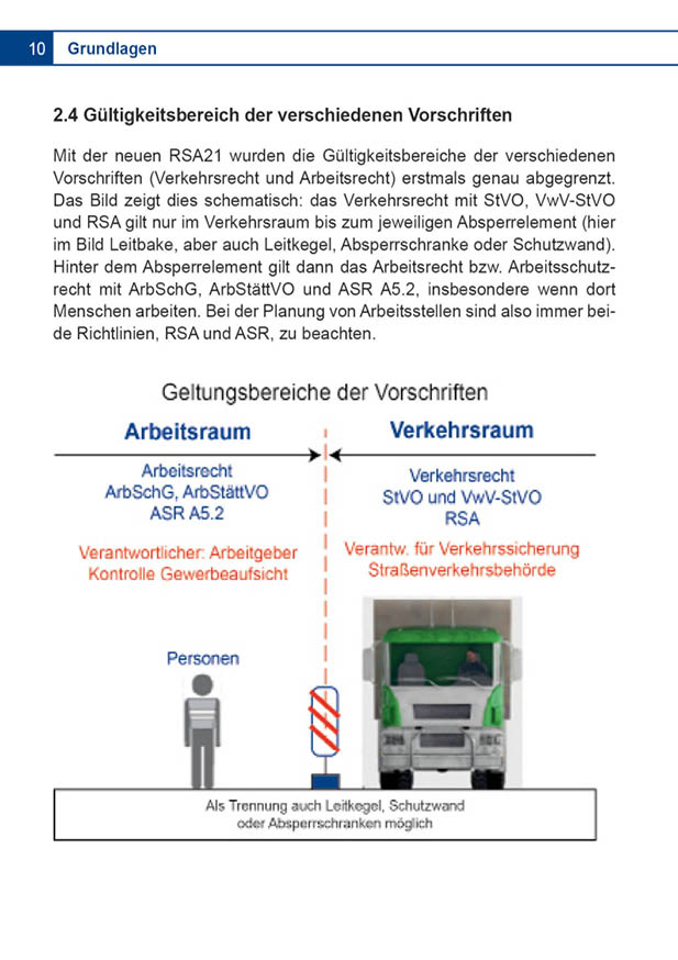 Auszug Grundlagen Verkehrsrechtliche Anordnung für Arbeitsstellen an Straßen