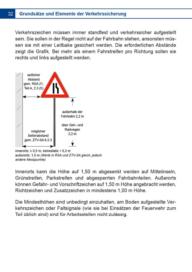Informationen zu "Wie müssen Verkehrszeichen aufgestellt sein" aus Verkehrsrechtliche Anordnung für Arbeitsstellen an Straßen