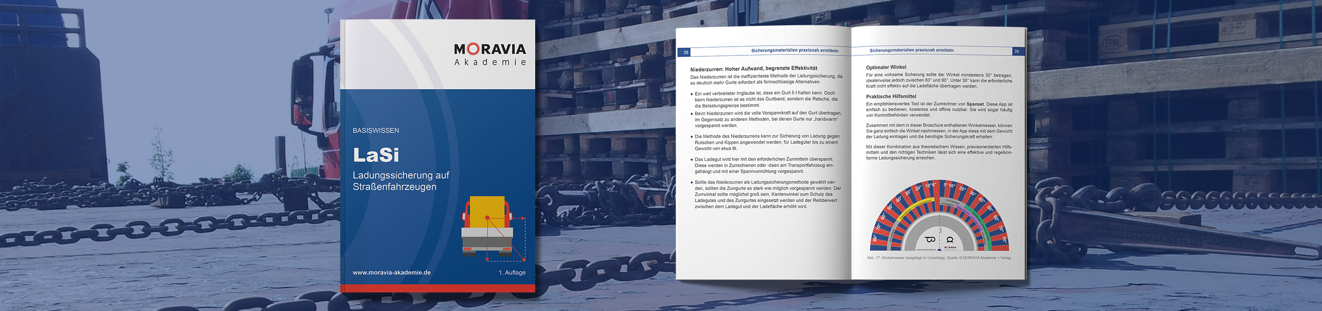 Cover der neuen Broschüre LaSi mit Vorschau auf den Inhalt und dem herausnehmbaren Winkelmesser