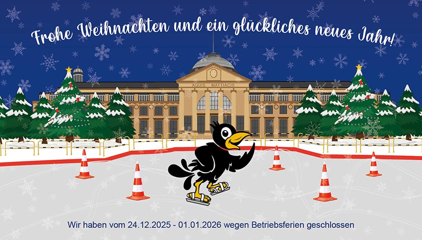 Skizziertes Kurhaus in Wiesbaden mit Eisfläche